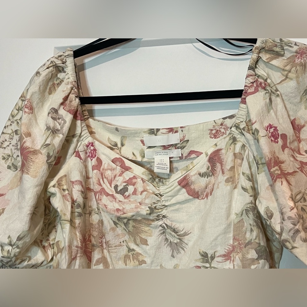 H&M Linen-blend Floral Top - Picture 5 of 7